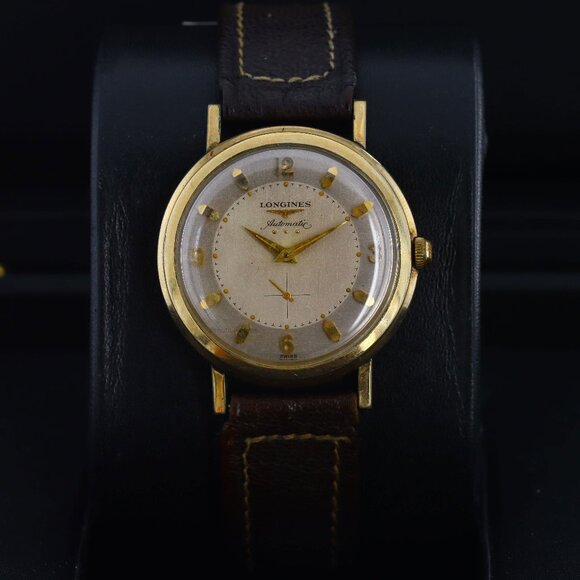 Longines Automatic Vintage Circa 1960's 34mm, Silver Dial - Gold Tone on Strap